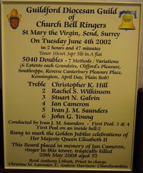 Our latest peal board