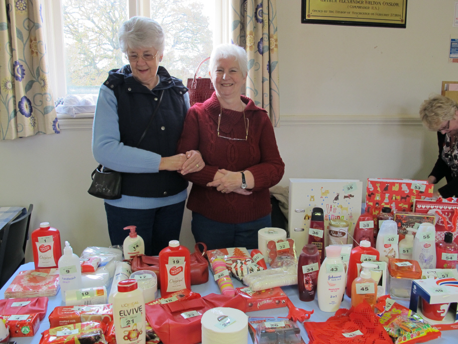 Red and white stall